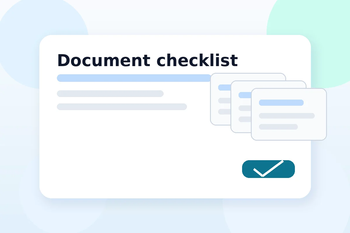 Illustration of documents and a secure checklist for Lifeline eligibility